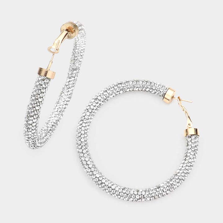 Sensibling Corp. - Wholesale Hoop Earrings - Rhinestone Pave Hoop Earrings
1