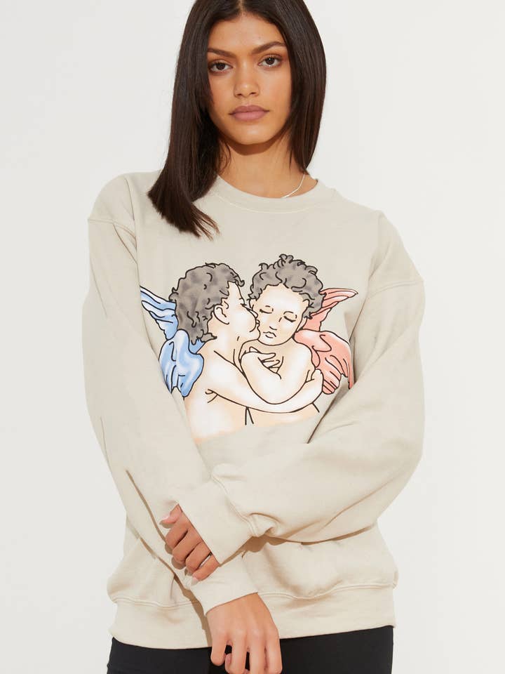 FELPA CHERUBS BEIGE per la vendita all'ingrosso da parte di New Love Club