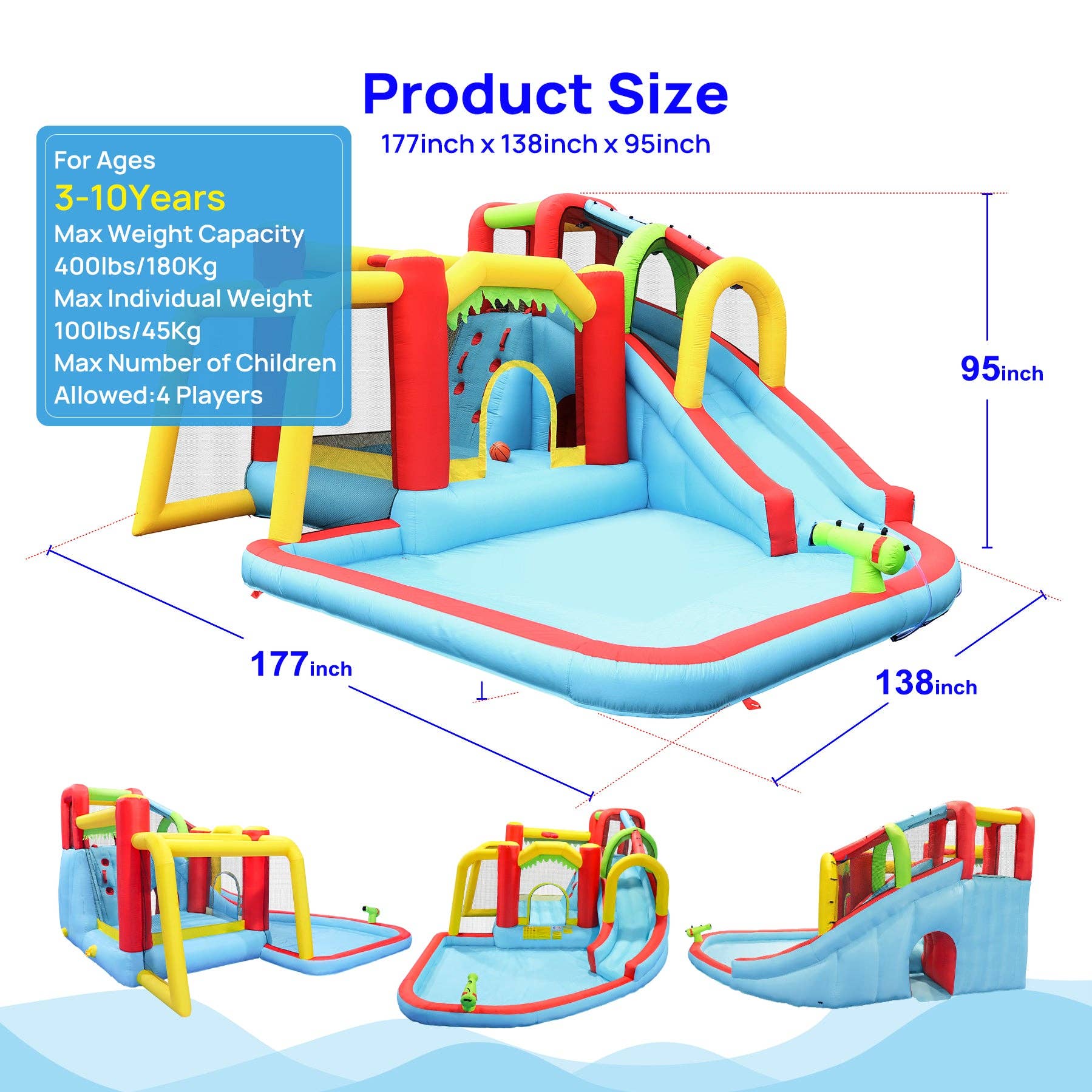 39F Inc. - Wholesale Inflatables - 7-in-1 Inflatable Water Park Bounce House – Slide, Pool 3