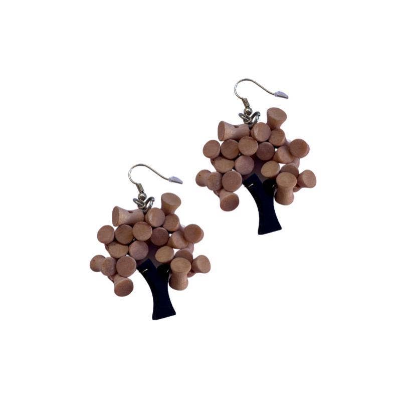 Bijondo – Brincos de argola por atacado – Brincos de madeira com pingente divertido em formato de árvore3