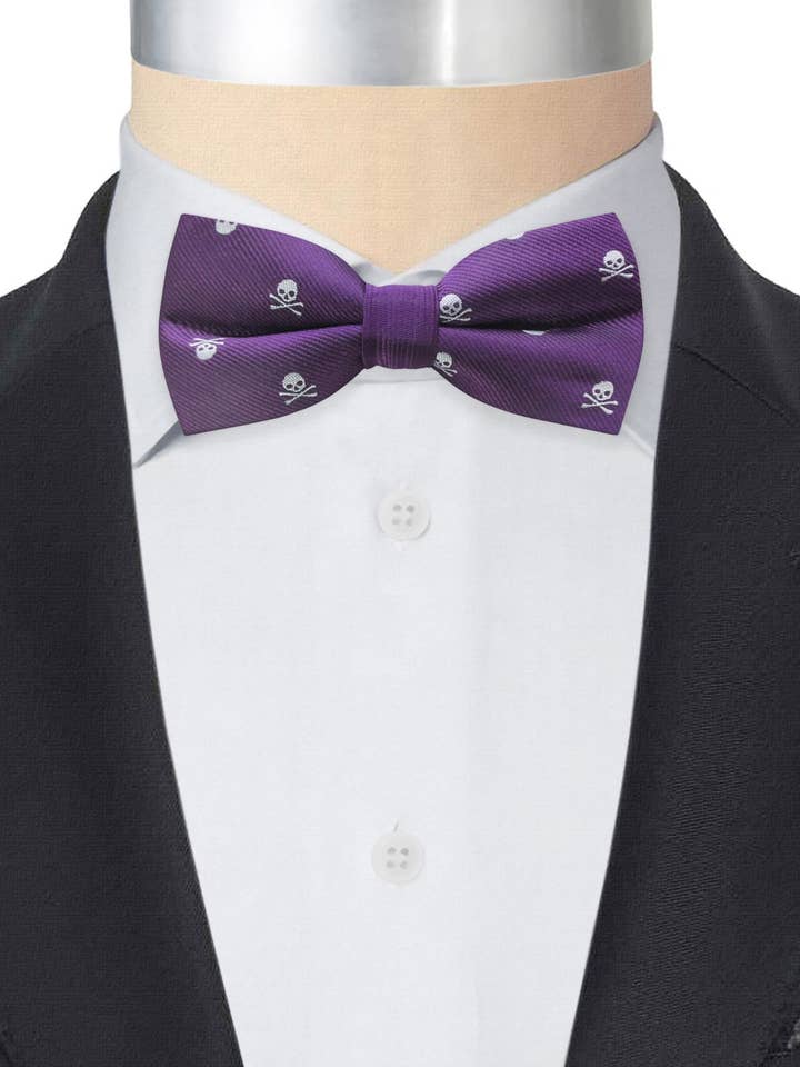 PURPLE BOW TIE WHITE SKULLS for wholesale by Josvil