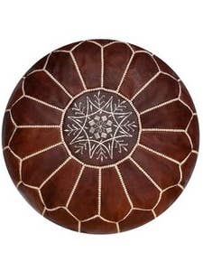 Moroccan Leather Pouf Brown Honey Cover for wholesale by Poufs & Pillows