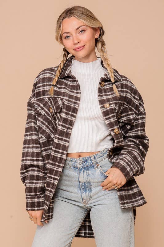 Vanilla Monkey – wholesale Shirt Jacket/Shacket - Women’s – Plaid Print Shacket5