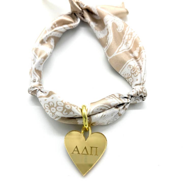 Sarahndipity Shop - Wholesale Scarf - Women's - Sorority Scarf with Engraved Greek Letter Gold Heart Charm17