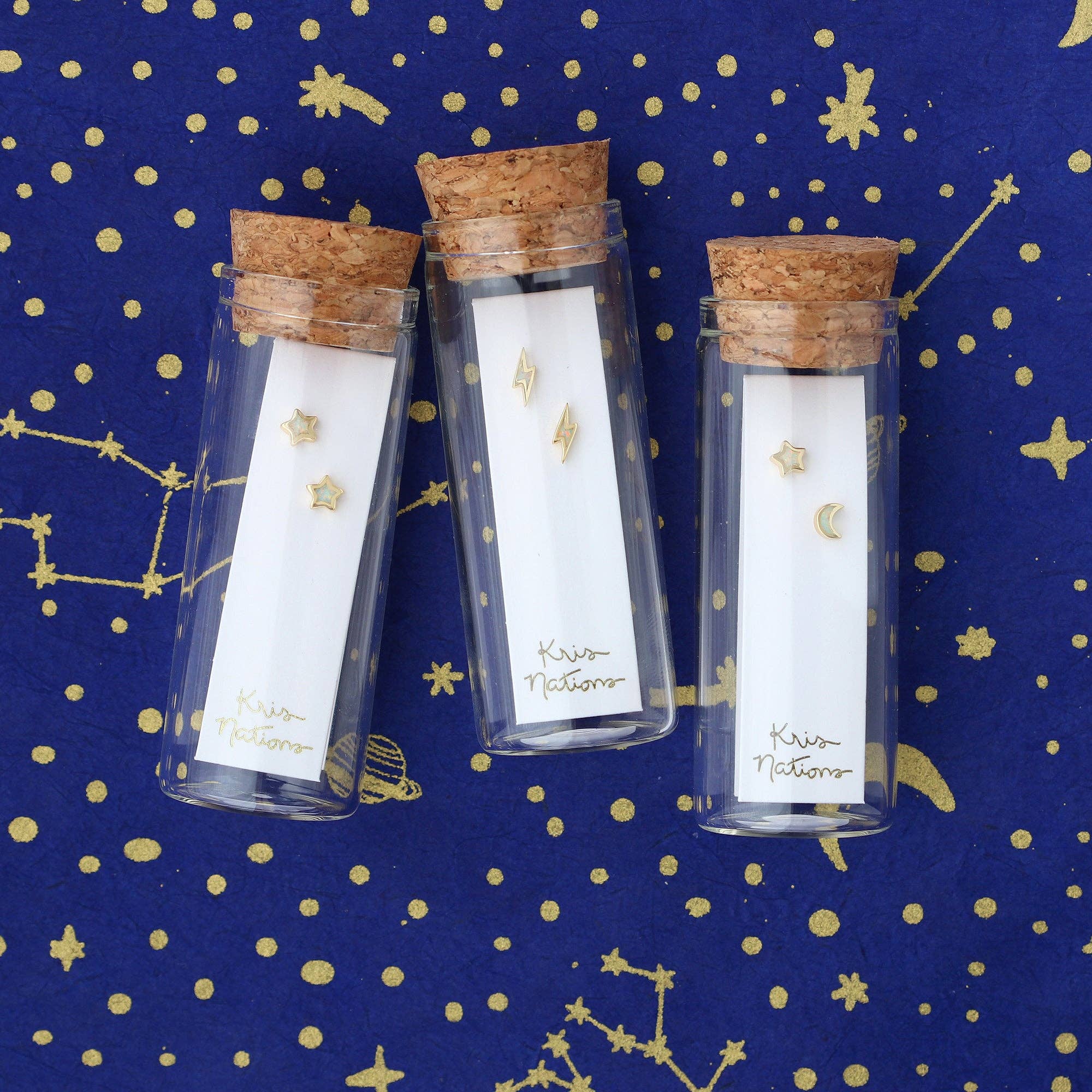 Kris Nations - Wholesale Stud/Post Earrings - Opal Lightning Bolt Stud Earrings3