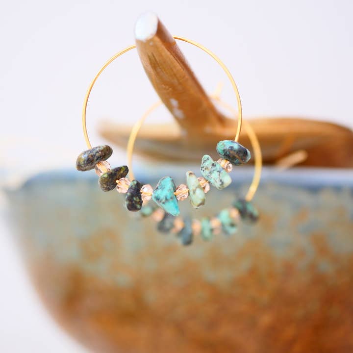 GINANDGER - Wholesale Hoop Earrings - EARRINGS TURQUOISE PRISCA