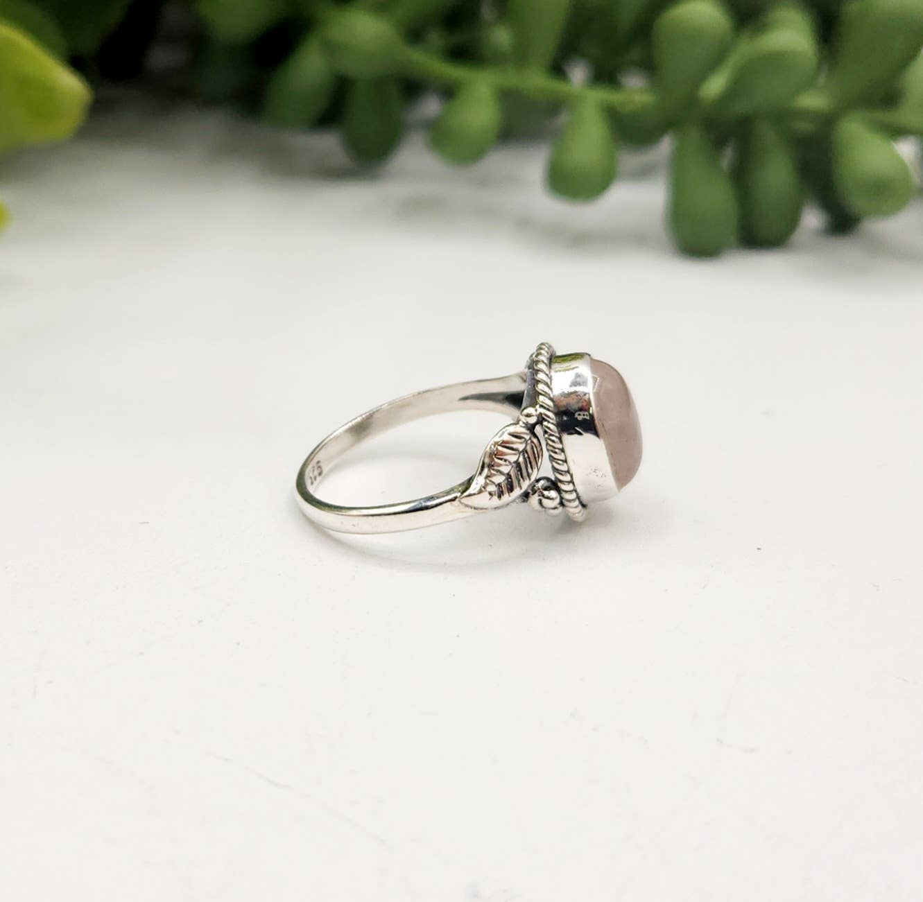 Meraki Gemstones – wholesale Cocktail/statement ring – Rose Quartz Semi-Precious Gemstone Sterling Silver(925) Ring4