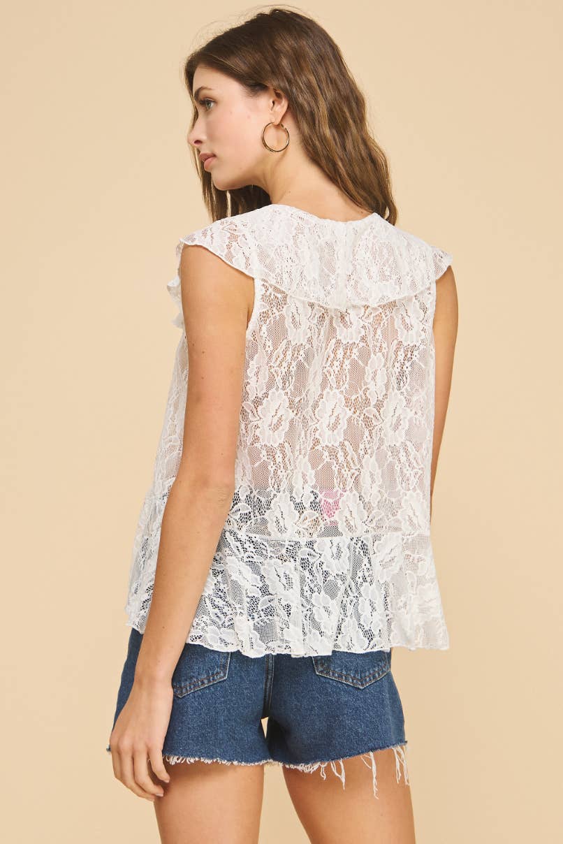 If She Loves - Wholesale Blouse - Women's - ISJ1405 Ruffled Lace Top Black5