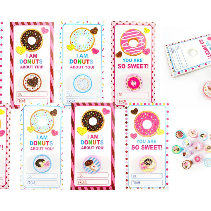 Lot de 36 tampons et cartes de donuts pour la vente par Tiny Mills