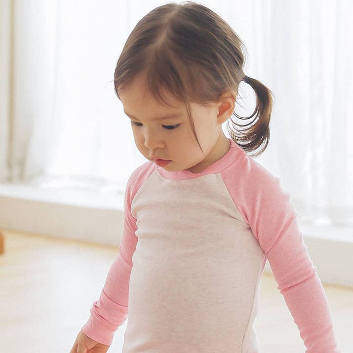 New Melange raglan Pink Boys Girls Long Sleeve PJs for wholesale by Vaenait Baby