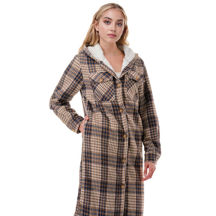 Sherpa fur lined plaid flannel jacket with hoodie and pocket and other Purchase Wholesale hoodie jacket. Free Returns & Net 60 Terms on Faire trending on Faire.