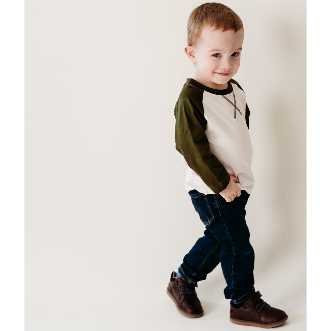 HAHA MAMA Clothing - Wholesale T-Shirt - Kids - Raglan Baseball Tee Green- Child4