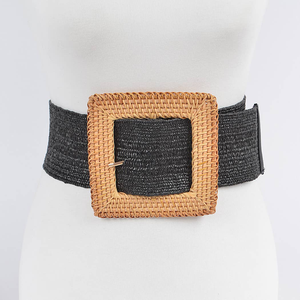3AM BY H&D ACCESSORIES - Wholesale Belt - Women's - Oversized Bamboo Buckle Waist Elastic Belt0