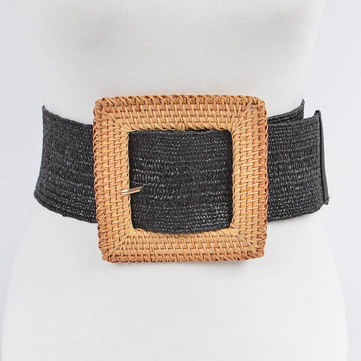 3AM BY H&D ACCESSORIES - Wholesale Belt - Women's - Oversized Bamboo Buckle Waist Elastic Belt