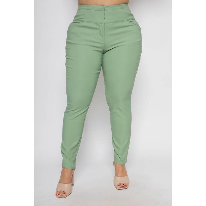 PLUS SIZE HIGH WAIST SKINNY LEG TROUSER PANTS for wholesale by Curve Market