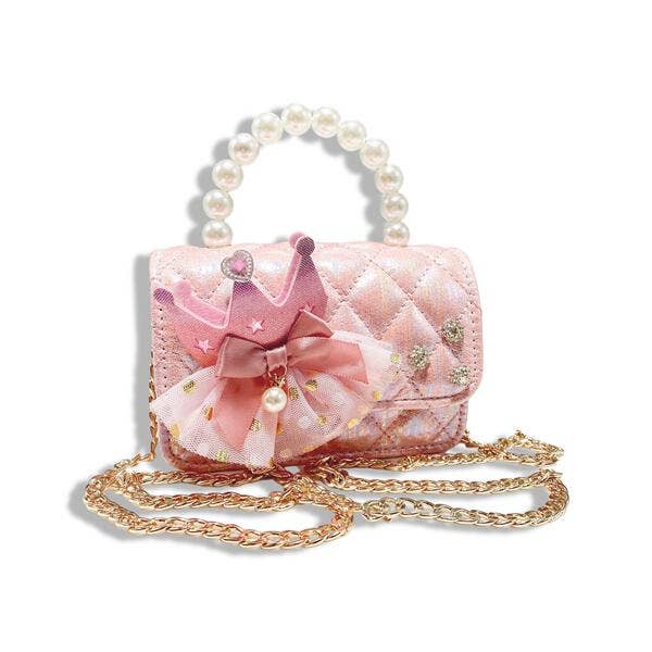 Doe a Dear - Wholesale Purse/Bag Accessory - Kids - B1343 Crown Applique Shiny Quilted Purse (2 Colors)