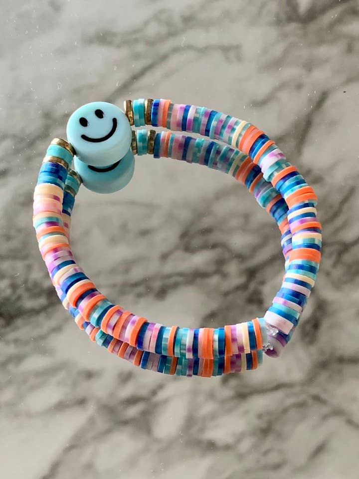 Smiley heishi bead bracelet / smiley face bracelet / happy for wholesale by Christina iDesigns