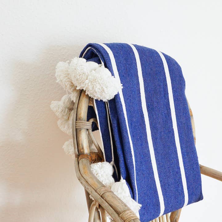 Living Multicultural - Wholesale Bedding Blanket - Pom Pom Decke 250 x 150 cm | Chefchaouen1