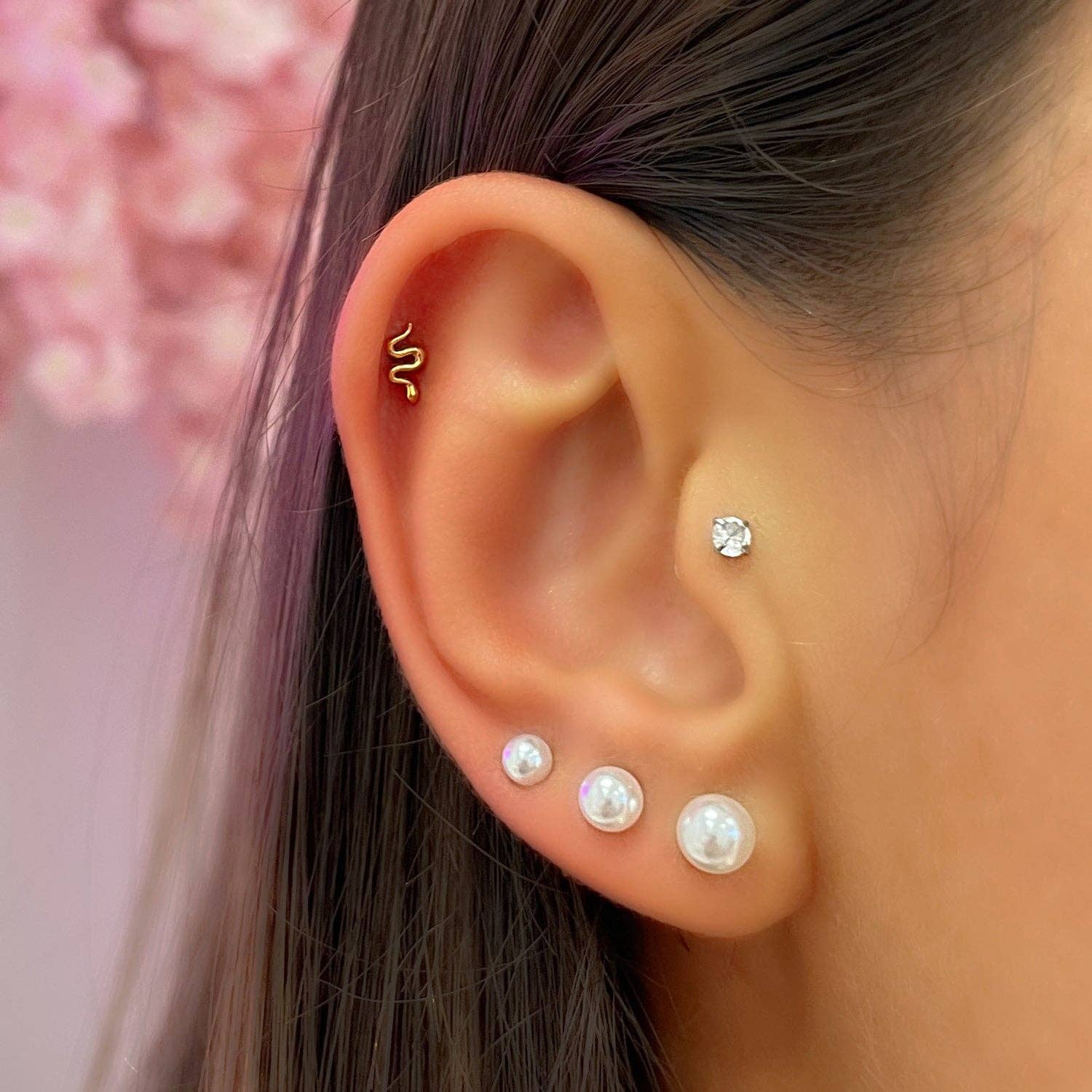 Schmuckgroßhandel - Wholesale Single Earring - Tiny Snake Piercing | Titanium1