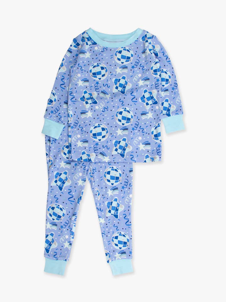 SoftSnooze™ Kids Bamboo Viscose Blue Disco Party Long Sleeve Pajama Set
for wholesale by RuffleButts + RuggedButts