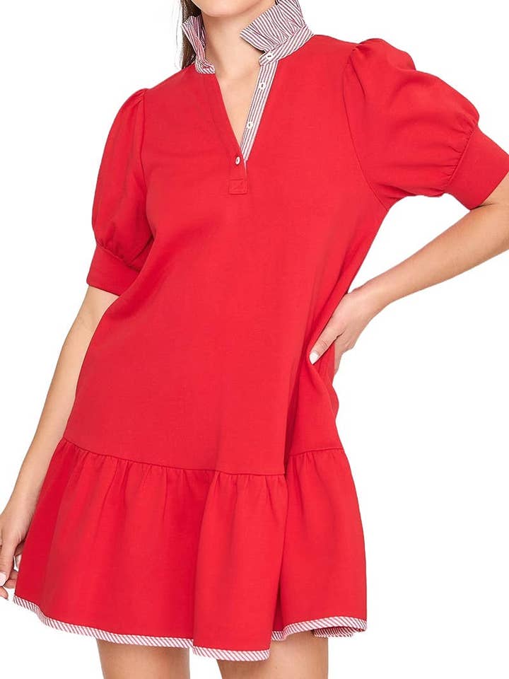 Robe courte mixte rayée et unie pour la vente par Vanilla Monkey