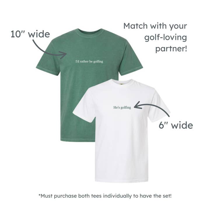 Arden & Gold - Wholesale T-Shirt - Women's - He's Golfing/I'd Rather Be Golfing Embroidered Comfort Colors Tee