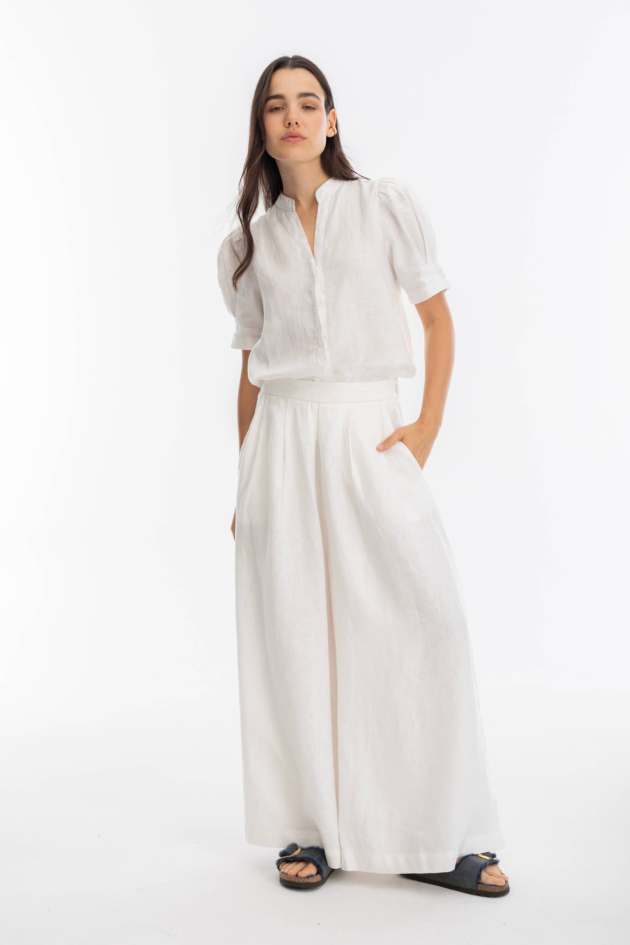 Wit Athina linnen blouse - wit voor groothandel op Faire9