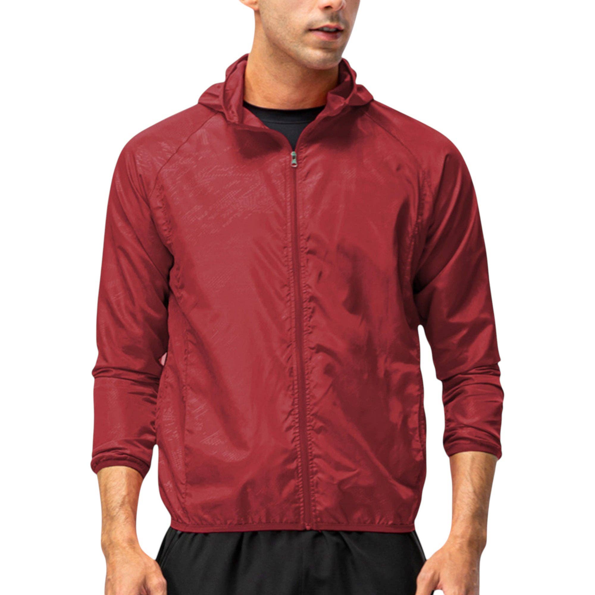 Active by Anna-Kaci - Wholesale Windbreaker - Men's - Men's Full Zip Hooded Windbreaker Jacket with Side Pockets a16