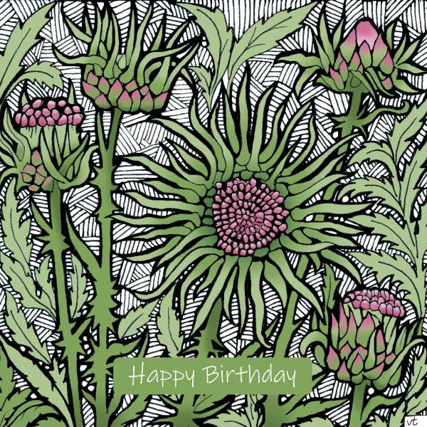 Joyeux anniversaire rose et vert pour la vente par Alff a Bet Design