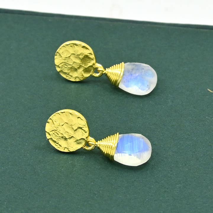 Schmuckoo Berlin - Wholesale Dangle Earrings - Abigail Earring Gold Plated - Rainbow Moonstone