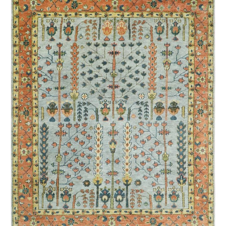 The Rug Decor, Inc. - Wholesale Area Rug - 8x10, 9x12, 10x14 and 12x15 Hand Knotted Rust and Blue Traditional Persian Vintage Heriz Serapi Wool Rug | TRDCP2040