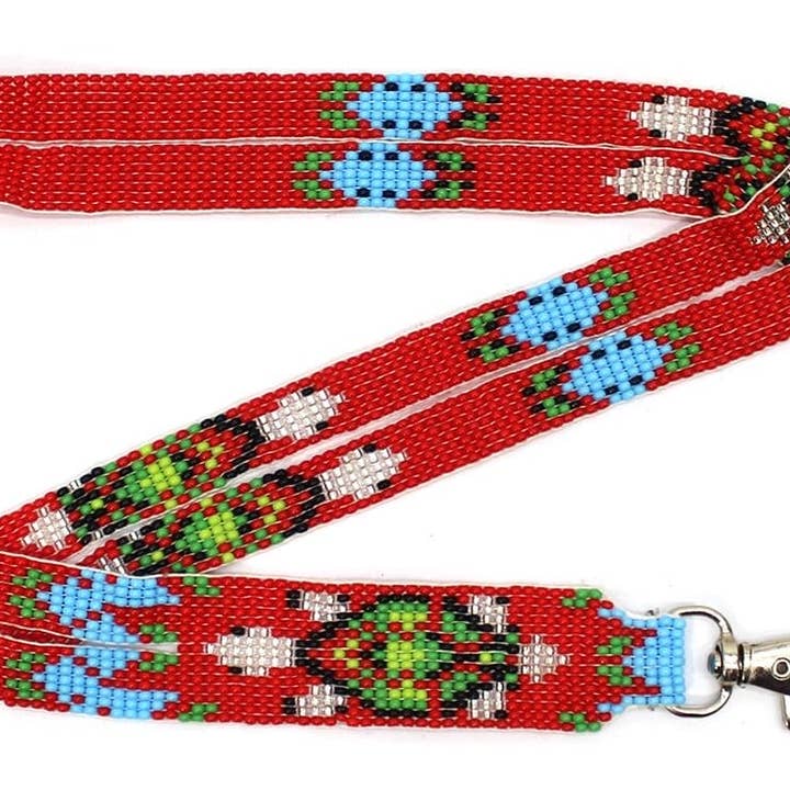 Handgefertigtes Perlen-Turtle-Design Rot-Blau Lanyard für den Großhandel von BEADS CORNER