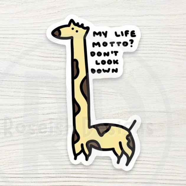 Giraffe Sticker: Don't Look Down Life Motto Decal, Motivational Quote for wholesale by Roseish Designs