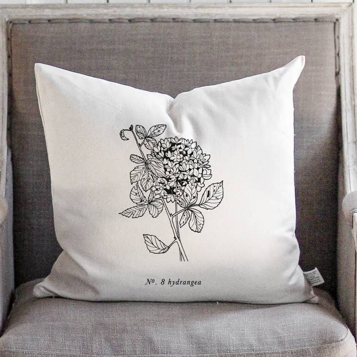 Hydrangea Botanical Pillow for wholesale by DWELL Home Shoppe
