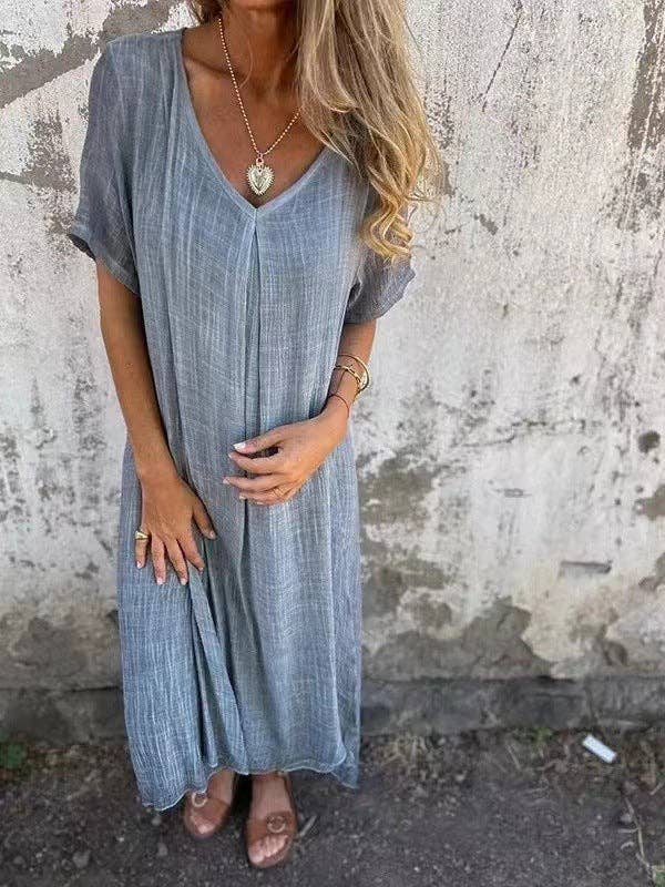 safistyle - Wholesale Dress - Women's - Flowy V-Neck Maxi Dress1