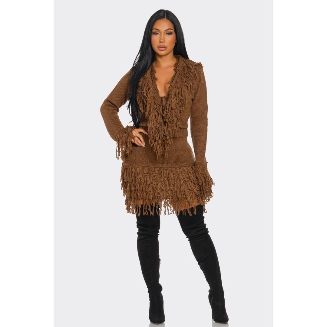 LOVE SENSE – Conjunto de top e saia - Mulher por atacado – Conjunto de Saia e Camisola com Franjas4