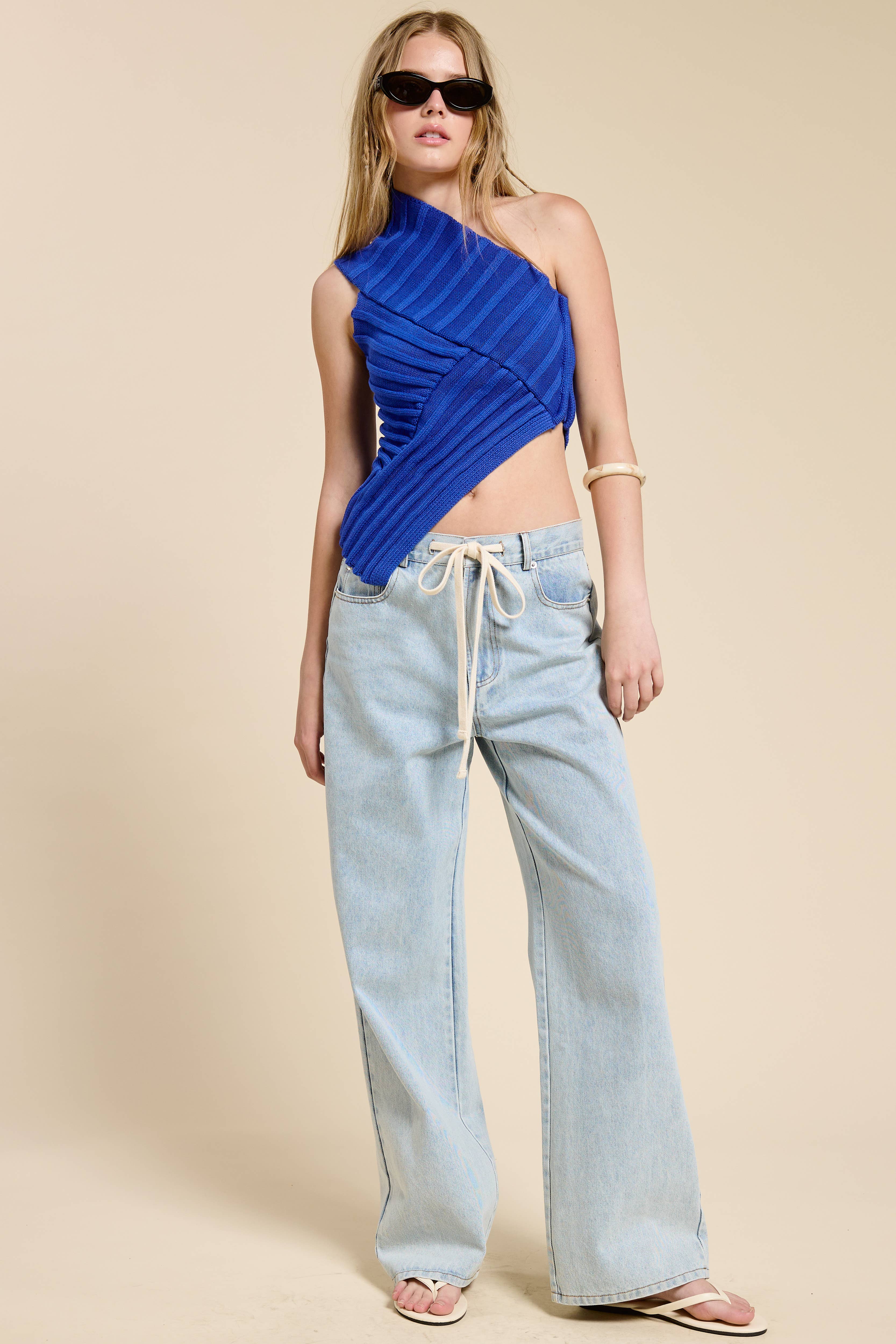 Mimosa - Wholesale Knit Top - Women's - One-Shoulder Asymmetrical Ribbed-Knit Sweater Top7