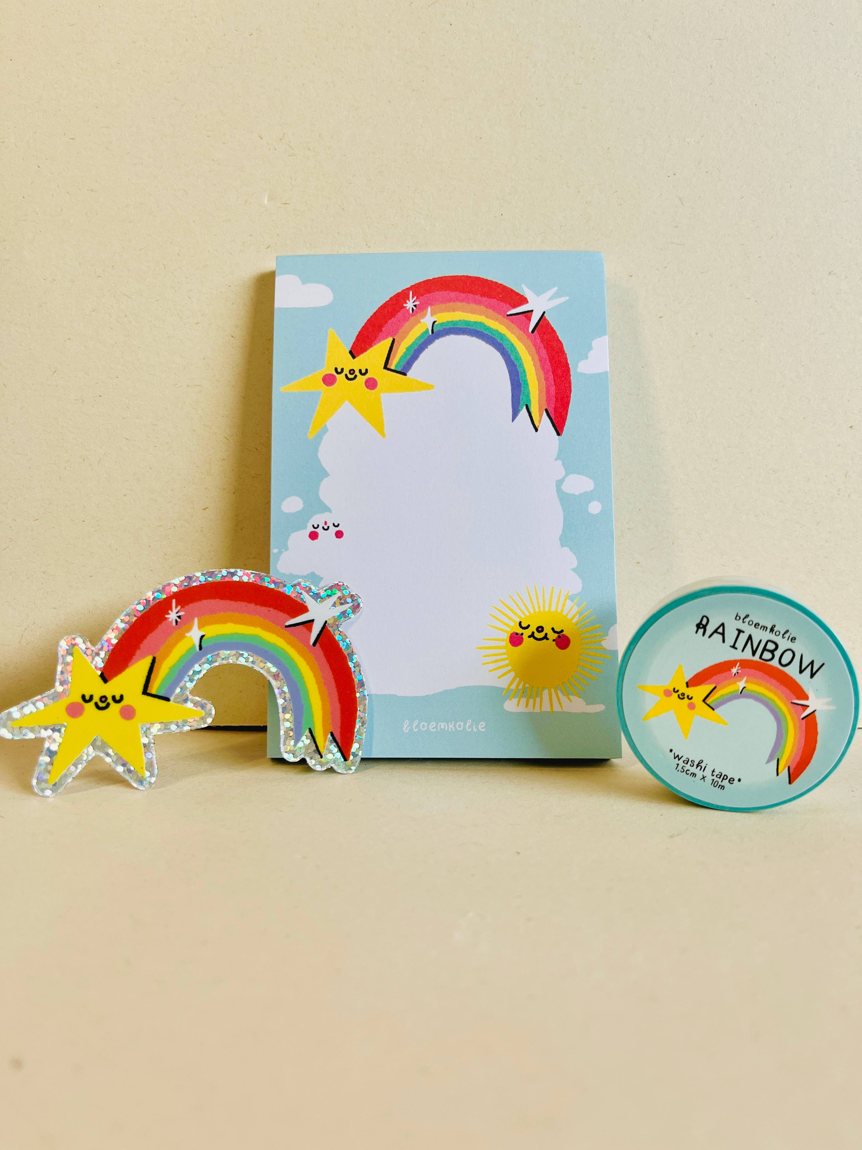 Bloemkolie – Engroshandel Klistermærker – Rainbow Memo Pad / Notatblok med klæbende noter - kawaii skriveartikler2