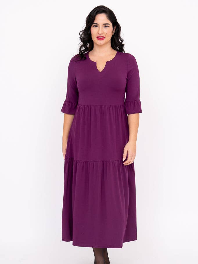 Blue Sky Clothing Co LLC - Vendita all'ingrosso Vestito - Donna - Abito lungo Bernadette, Magenta, French Terry0