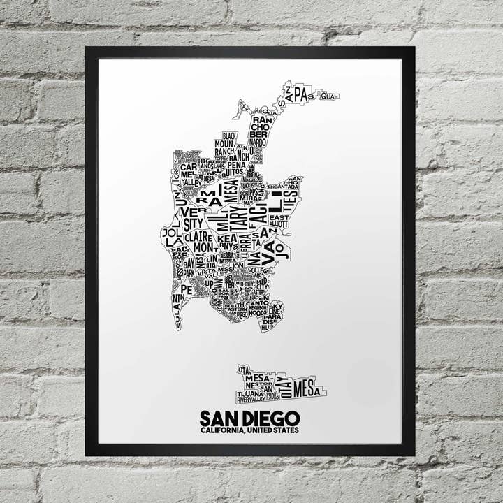 San Diego California Quartier Typographie de la ville Imprimer pour la vente par Damon D Chan