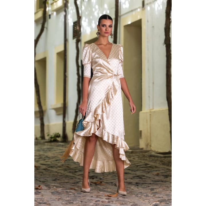 Cream Beige Dress Káhyra for wholesale by Káhyra