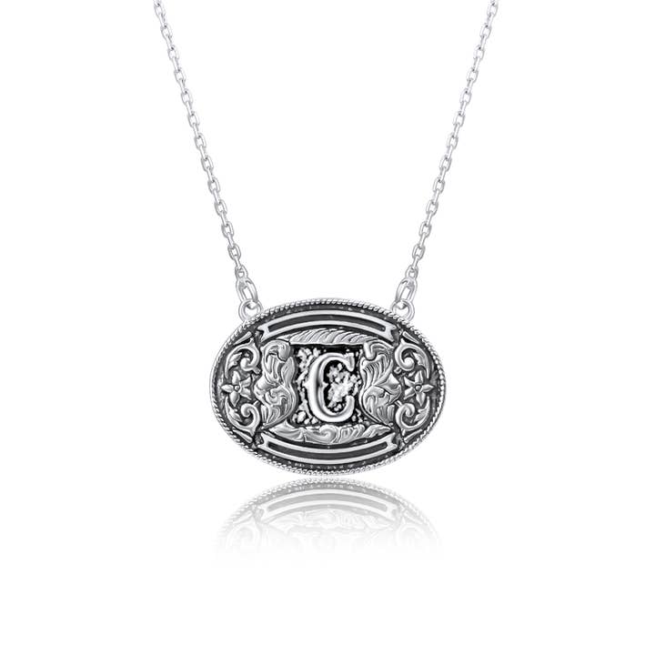 Snowing West - Wholesale Pendant/Charm Necklace - 925 Sterling Silver Belt Buckle Initial Necklace3