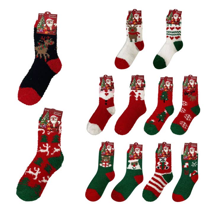 Christmas Socks 10 Styles Assorted for wholesale by Deluxe Import Trading
