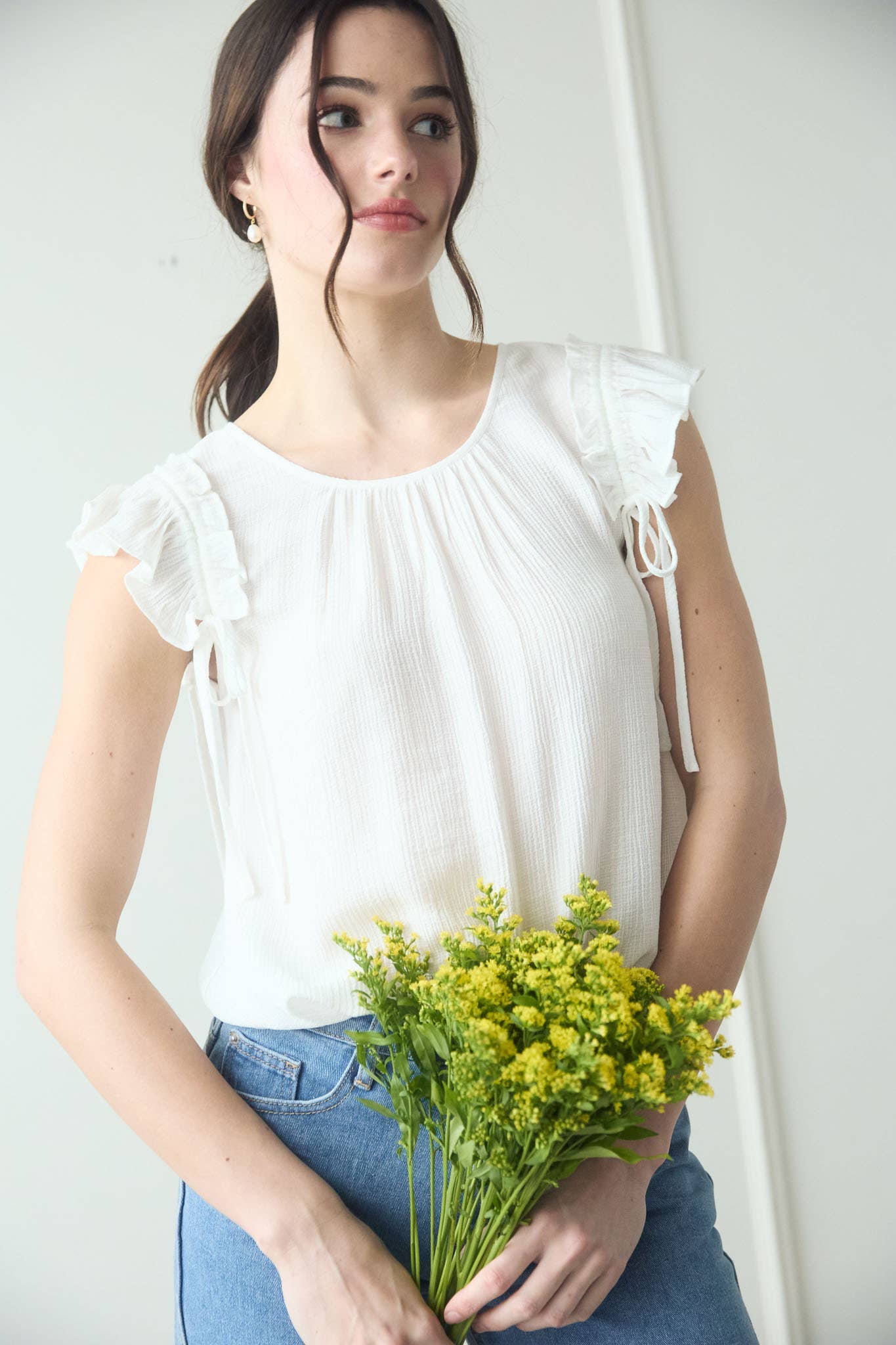 MINE - Wholesale Blouse - Women's - RUFFLE DETAIL DRAWSTRING DETAIL BLOUSE12