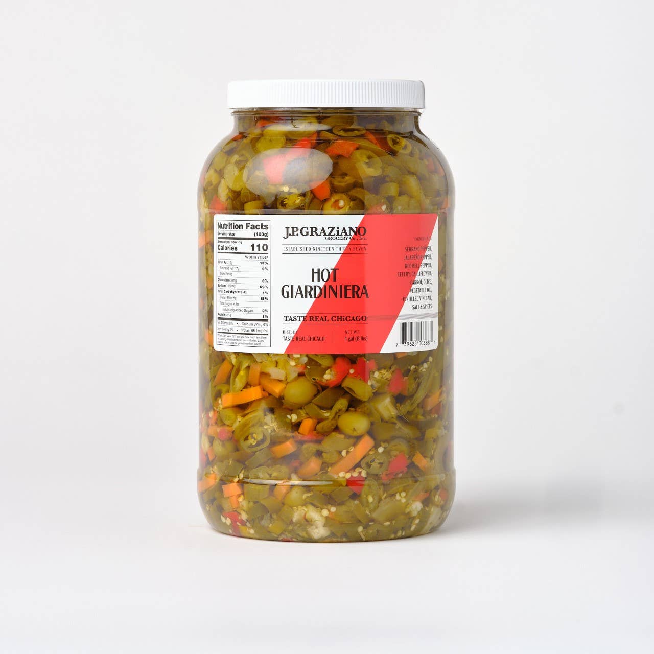 Taste Real Chicago - Vente Légumes marinés - Hot Giardiniera Gallon