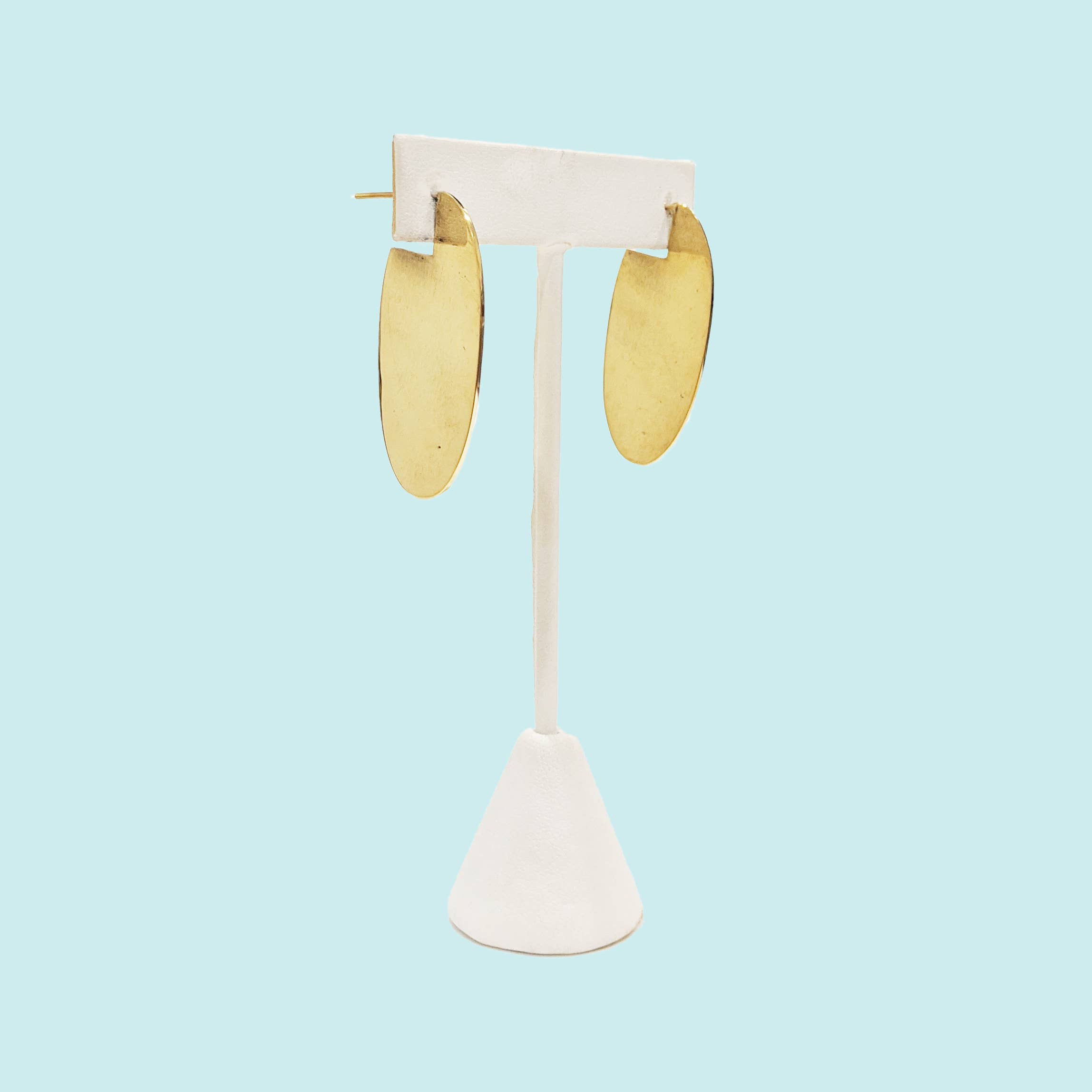 Swahili Coast - Wholesale Dangle Earrings - Oval Solid Stud - Recycled Brass1