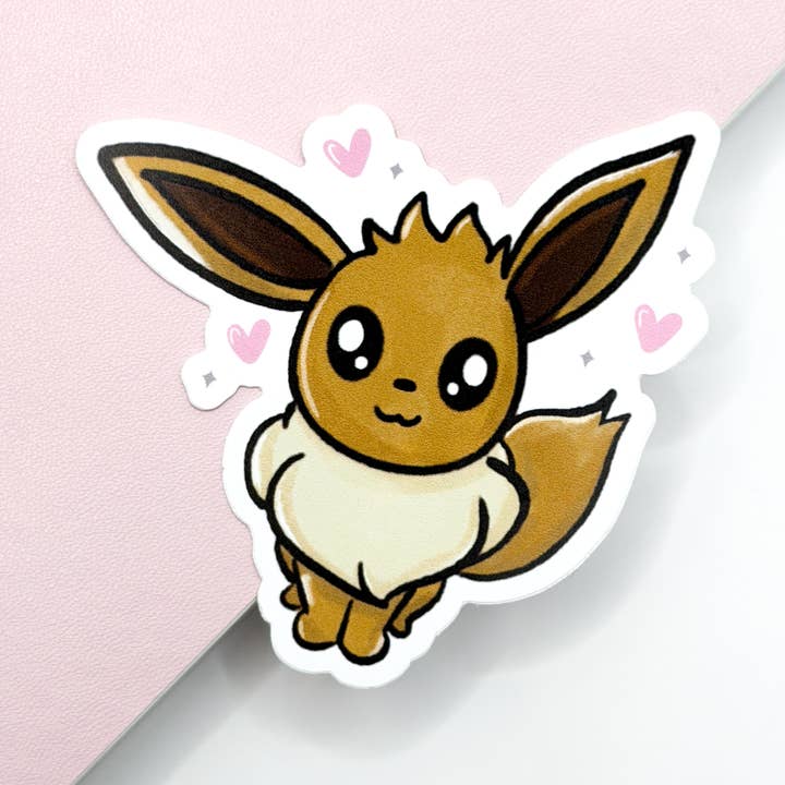 Autocollant découpé en vinyle pour planificateur de poche mignon Évoli | Mat pour la vente par Plannermonkeyco