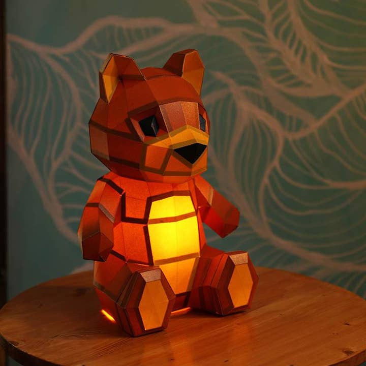 PAPERCRAFT WORLD - Wholesale Doe-het-zelf-knutselset - Teddybeer 3D-origami-model van papierkunst, papieren dierenlamp