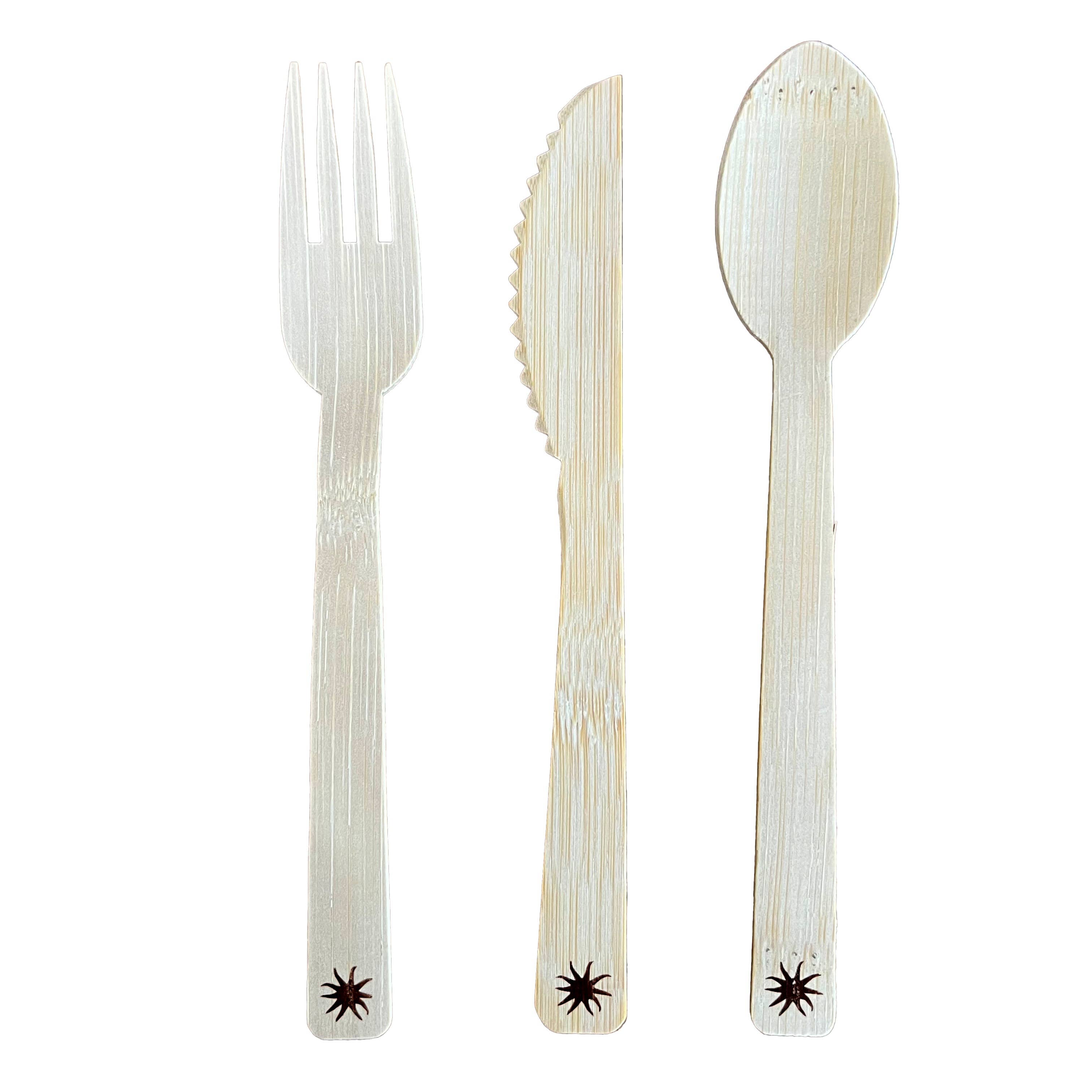 maaterra - Wholesale Assorted Cutlery Set - Compostable Bamboo Cutlery Set | 8 Forks, 8 Knives, 8 Spoons