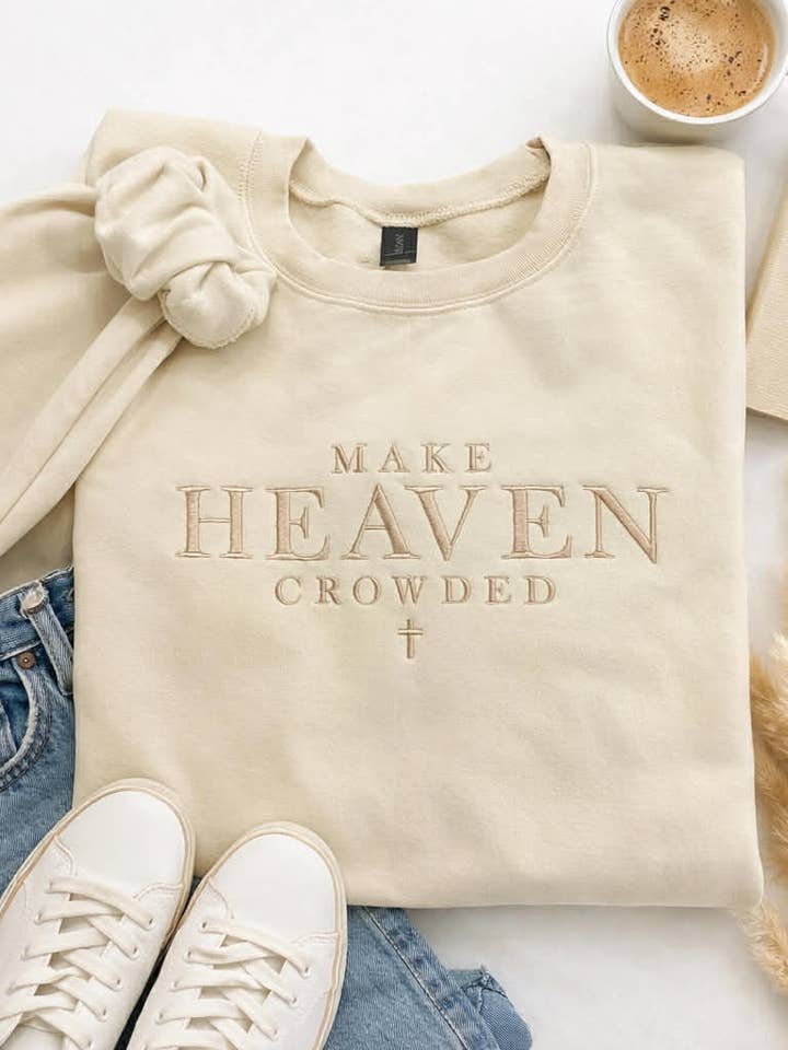 Felpa Ricamata "Rendi il Paradiso Affollato" per la vendita all'ingrosso da parte di Wandering Wild Boutique